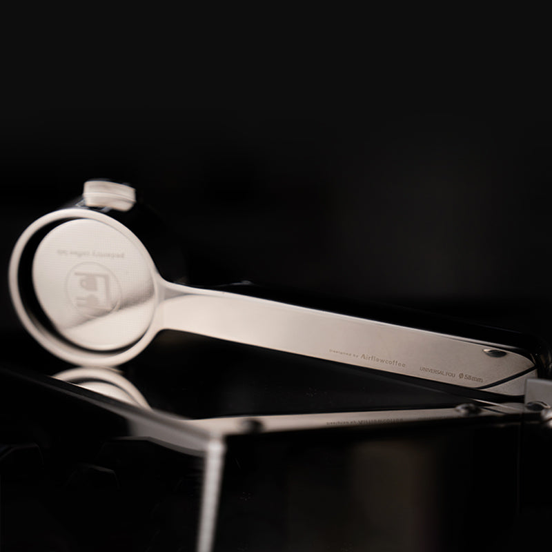 AIRFLOW flat mirror, black walnut wood, stainless steel handle